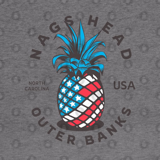 Nags Head, NC Summertime Vacationing Patriotic Pineapple by Contentarama